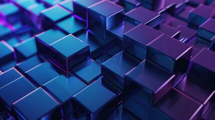 Poster - Abstract Blue and Purple Cube Pattern