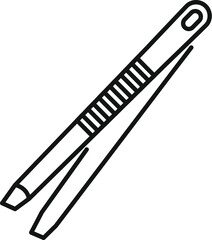 Sticker - This simple black and white vector icon depicts a pair of tweezers, useful for beauty, cosmetics, medicine, and more