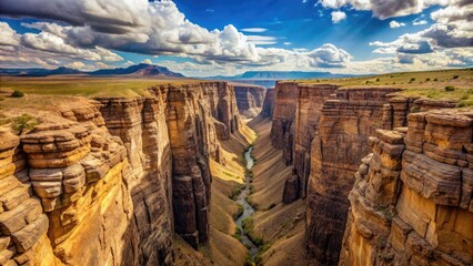 Canyon with a large gap between two sides isolated on background, Canyon, gap, divide, split, nature