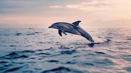 Dolphin Leaping Out of the Ocean at Sunset