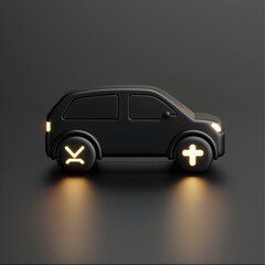 Wall Mural - Black Car with Symbol Lights 3D Render