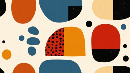 Poster - Organic Geometry: A playful, mid-century modern pattern of colorful abstract shapes and textures.
