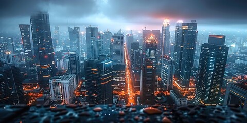 Wall Mural - city skyline at night