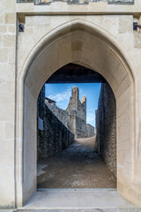 Wall Mural - Peaking through the restored medieval gothic gate of Zovnek castle in Slovenia