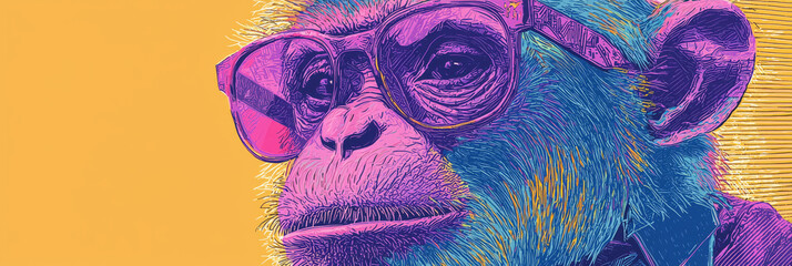 Sticker - Cool chimpanzee wearing sunglasses