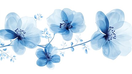 Canvas Print - Elegant Blue Flowers on a Crisp White Background, Showcasing a Clean and Fresh Design. Perfect for Floral Art, Stationery, and Decorative Elements