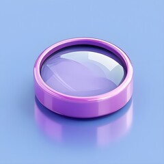 Poster - Purple 3D Circle Button on Blue Background