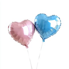 Wall Mural - Pink and blue heart shape balloons isolated on white background 