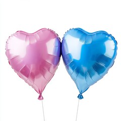 Wall Mural - Pink and blue heart shape balloons isolated on white background 