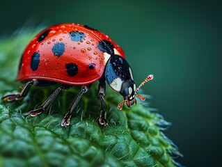 Canvas Print - Ladybug on a Leaf: A Macro Photography Masterpiece