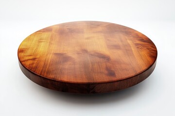 Wall Mural - Empty beautiful round wood table on white background , ai