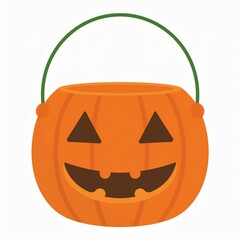 halloween pumpkin candy holder basket illustration isolated on white