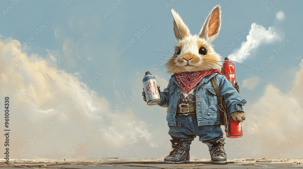 Urban Graffiti Artist Rabbit - Cartoon character with street style ...