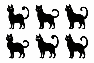 Wall Mural - Cat silhouette set, black silhouette cat full body, cat silhouette icon bundle