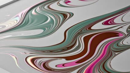 Wall Mural - Abstract Swirling Marbled Pattern in Green, White, Pink, and Brown Colors