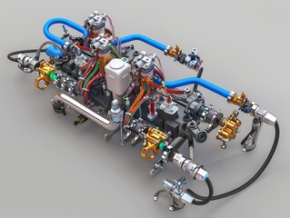 A detailed 3D render of an ATV fuel injector wiring harness