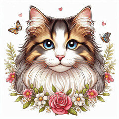 Sticker - Cute Cat Vector Cartoon illustration