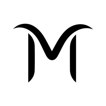 Bold Silhouette M Logo with Integrated in Black on White Background vector illustration 