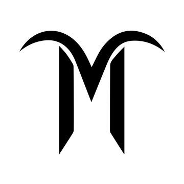 Bold Silhouette M Logo with Integrated in Black on White Background vector illustration 
