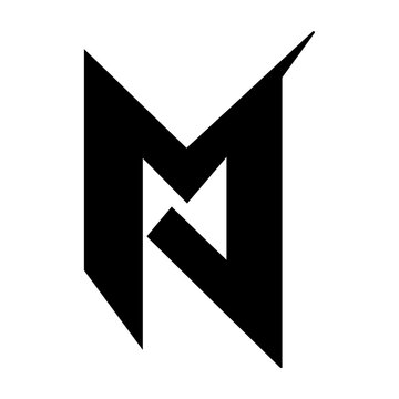 Bold Silhouette M Logo with Integrated in Black on White Background vector illustration 