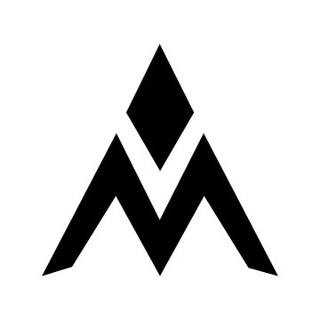 Bold Silhouette M Logo with Integrated in Black on White Background vector illustration 