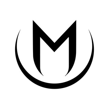 Bold Silhouette M Logo with Integrated in Black on White Background vector illustration 