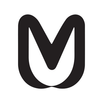 Bold Silhouette M Logo with Integrated in Black on White Background vector illustration 