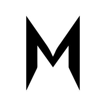Bold Silhouette M Logo with Integrated in Black on White Background vector illustration 