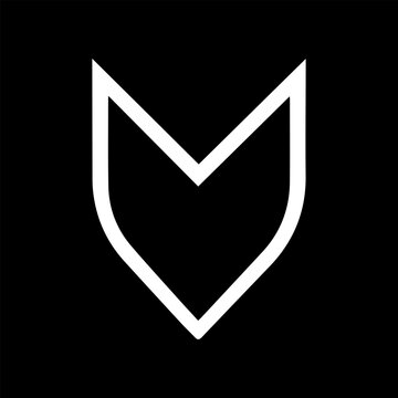 Bold Silhouette M Logo with Integrated in Black on White Background vector illustration 