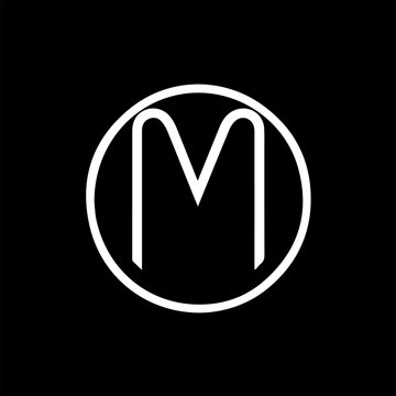 Bold Silhouette M Logo with Integrated in Black on White Background vector illustration 