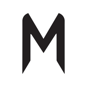 Bold Silhouette M Logo with Integrated in Black on White Background vector illustration 