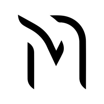 Bold Silhouette M Logo with Integrated in Black on White Background vector illustration 