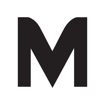 Bold Silhouette M Logo with Integrated in Black on White Background vector illustration 