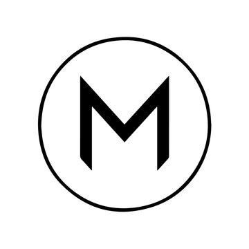 Bold Silhouette M Logo with Integrated in Black on White Background vector illustration 