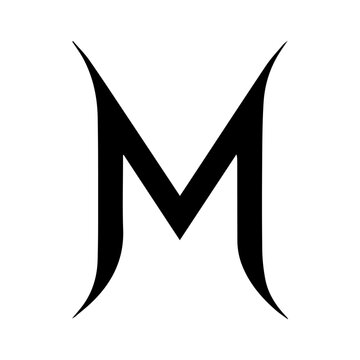Bold Silhouette M Logo with Integrated in Black on White Background vector illustration 