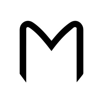 Bold Silhouette M Logo with Integrated in Black on White Background vector illustration 