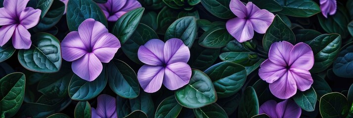 Canvas Print - Periwinkle Flowers, also known as the Graveyard Plant, from the Catharanthus genus