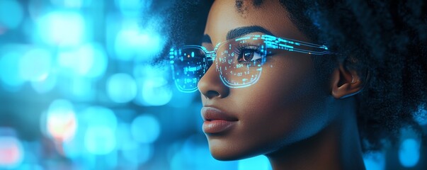 Poster - African American woman Coco in 3D illustration, cloud computing concept set, managing cloud service server for data storage, processing, and promotional materials