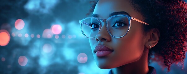 Poster - African American woman Coco in 3D illustration, cloud computing concept set, managing cloud service server for data storage, processing, and promotional materials