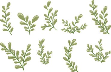 Wall Mural - Bunch of green leaves illustration for decoration on garden , nature and organic lifestyle.