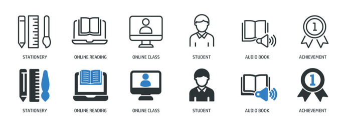 Wall Mural - education line and glyph solid icons collection. minimal icon and symbol series vector illustration