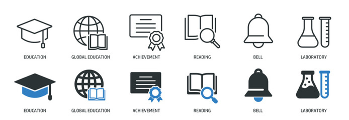 Wall Mural - education line and glyph solid icons collection. minimal icon and symbol series vector illustration