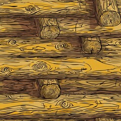 Poster - seamless pattern of hand-drawn wooden beams with natural knots