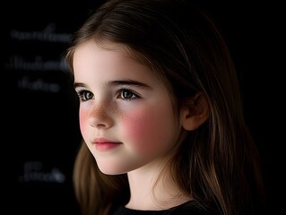 Portrait of a Young Girl with Freckles and Brown Hair