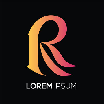 Black silhouette logo design of the letter R with a white background, logotype vector illustration
and Gradient latter r logo design 