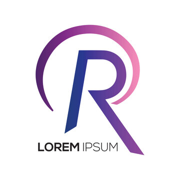 Black silhouette logo design of the letter R with a white background, logotype vector illustration
and Gradient latter r logo design 