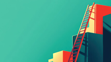 a vibrant ladder symbolizes journey to escape poverty, reaching towards brighter future.