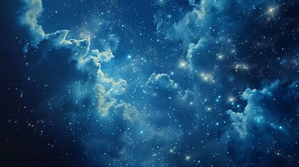 Wall Mural - Starry Night Sky Above the Clouds