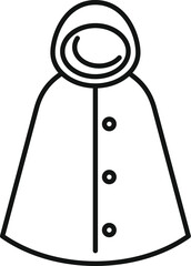 Poster - raincoat with buttons and hood protecting from downpour line icon