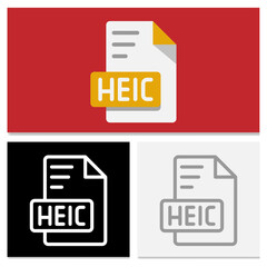 Fototapete - Set heic document file format. elegant file format flat icon. Can be used for websites, UI and interfaces.
